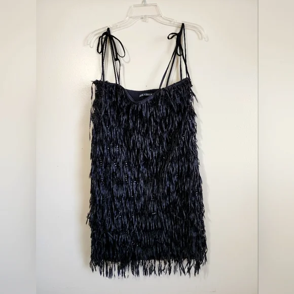 Women's Zara Black Mini Dress Size Medium with Shoulder Strap Detail - Picture 1 of 8